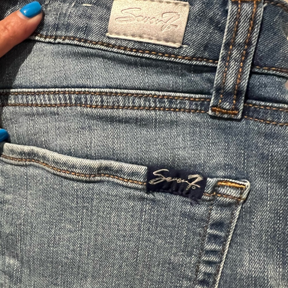 Seven7 Blue Distressed Jean Shorts - Picture 5 of 6